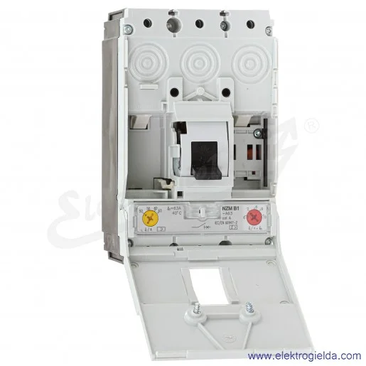 Wyłącznik mocy kompaktowy 259077, NZMB1-A63 3P, 63A, 25kA, zaciski ramowe, dźwignia czarna Wyłącznik mocy kompaktowy 259077, NZMB1-A63 3P, 63A, 25kA, zaciski ramowe, dźwignia czarna