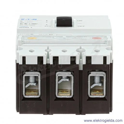 Wyłącznik mocy kompaktowy 259077, NZMB1-A63 3P, 63A, 25kA, zaciski ramowe, dźwignia czarna Wyłącznik mocy kompaktowy 259077, NZMB1-A63 3P, 63A, 25kA, zaciski ramowe, dźwignia czarna