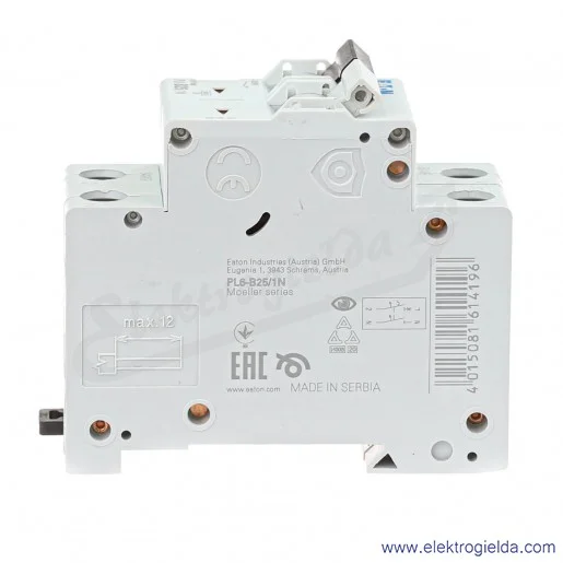 Wyłącznik nadprądowy 164909, PL6-B25/1N, 1P+N, typ B, 25A, 6kA, IP20 Wyłącznik nadprądowy 164909, PL6-B25/1N, 1P+N, typ B, 25A, 6kA, IP20