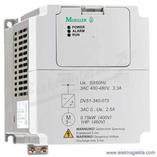 Falownik wektorowy DV51-340-075, 400VAC, 480..740VDC, 2.5A Falownik wektorowy DV51-340-075, 400VAC, 480..740VDC, 2.5A