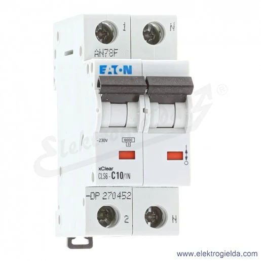 Wyłącznik nadprądowy 270452, CLS6-C10/1N, 1P+N, typ C, 10A, 6kA, 400V Wyłącznik nadprądowy 270452, CLS6-C10/1N, 1P+N, typ C, 10A, 6kA, 400V
