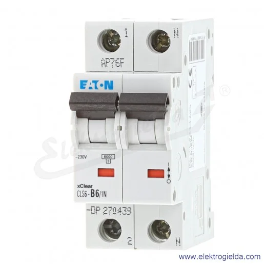 Wyłącznik nadprądowy 270439, CLS6-B6/1N, 2P, typ B, 6A, 400VAC, 6kA Wyłącznik nadprądowy 270439, CLS6-B6/1N, 2P, typ B, 6A, 400VAC, 6kA