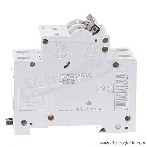 Wyłącznik nadprądowy 270384, CLS6-C10/2, 2P, typ C, 10A, 400VAC, 6kA Wyłącznik nadprądowy 270384, CLS6-C10/2, 2P, typ C, 10A, 400VAC, 6kA