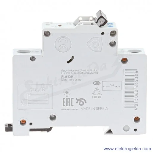 Wyłącznik nadprądowy 286530, PL6-C6/1 1P, typ C, 6A, 6kA, AC, IP20 Wyłącznik nadprądowy 286530, PL6-C6/1 1P, typ C, 6A, 6kA, AC, IP20