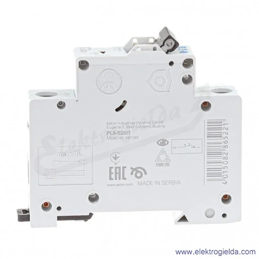 Wyłącznik nadprądowy 286522, PL6-B20/1, 1P, typ B, 20A, 6kA, AC, IP20 Wyłącznik nadprądowy 286522, PL6-B20/1, 1P, typ B, 20A, 6kA, AC, IP20