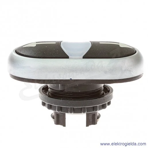 Napęd przycisku 216710, M22-DDL-S-X7/X7, czarny podwójny z podświetleniem, białe strzałki góra-dół, samopowrotny, IP66 Napęd przycisku 216710, M22-DDL-S-X7/X7, czarny podwójny z podświetleniem, białe strzałki góra-dół, samopowrotny, IP66