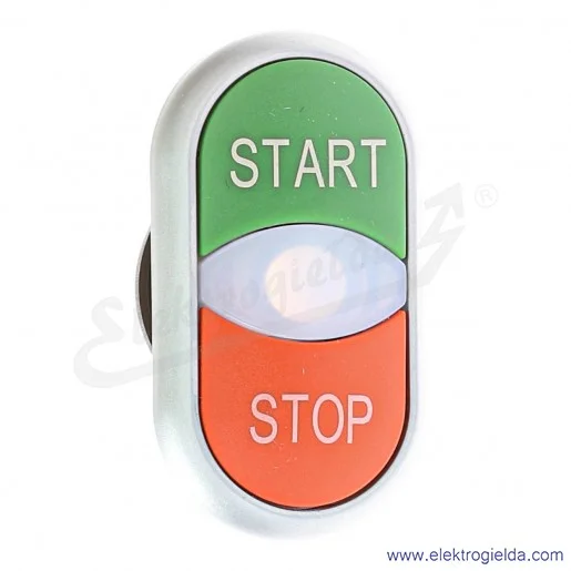 Napęd przycisku 216702, M22-DDL-GR-GB1/GB0, podwójny, START-STOP, z podświetleniem, samopowrotny, IP66 Napęd przycisku 216702, M22-DDL-GR-GB1/GB0, podwójny, START-STOP, z podświetleniem, samopowrotny, IP66