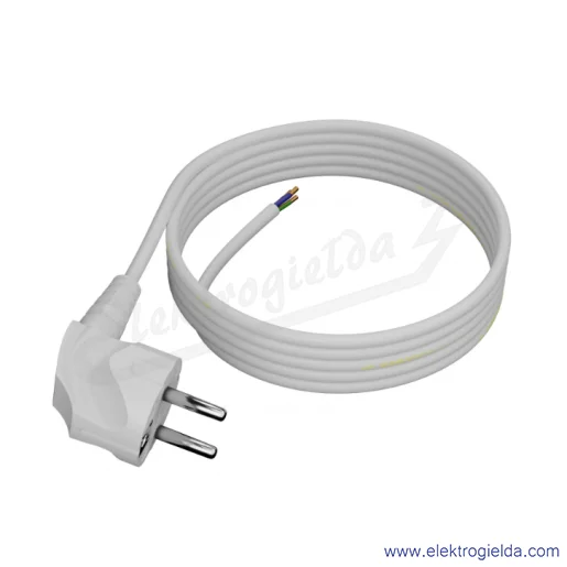 Przewód przyłączeniowy W-97169 S-3 3m 3X1 biały z wtyczką kątową Przewód przyłączeniowy W-97169 S-3 3m 3X1 biały z wtyczką kątową