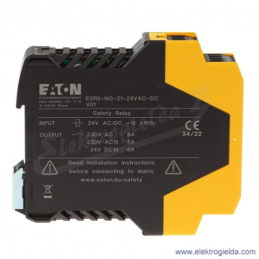 Przekaźnik bezpieczeństwa 118700, ESR5-NO-21-24VAC-DC, 1 wyjście sygnalizacyjne, 2 wyjścia bezpieczeństwa Przekaźnik bezpieczeństwa 118700, ESR5-NO-21-24VAC-DC, 1 wyjście sygnalizacyjne, 2 wyjścia bezpieczeństwa