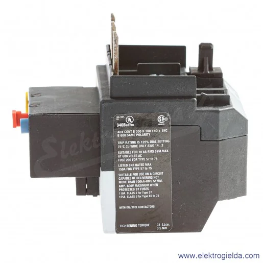Przekaźnik termiczny 278460, ZB65-65, 1NO1NC, 50-65A, klasa 10 Przekaźnik termiczny 278460, ZB65-65, 1NO1NC, 50-65A, klasa 10