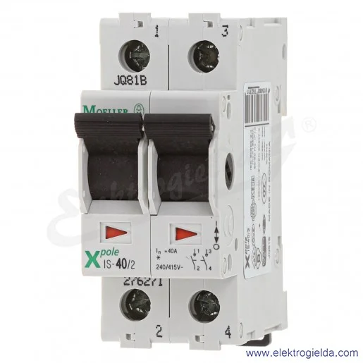 Rozłącznik modułowy 276271, IS-40/2, 2P, 2NO, 40A, 2kA, IP40 Rozłącznik modułowy 276271, IS-40/2, 2P, 2NO, 40A, 2kA, IP40