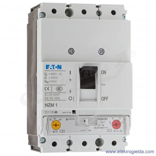 Wyłącznik silnikowy 265712, NZMB1-M63, 3P, 50..63A, 30kW Wyłącznik silnikowy 265712, NZMB1-M63, 3P, 50..63A, 30kW