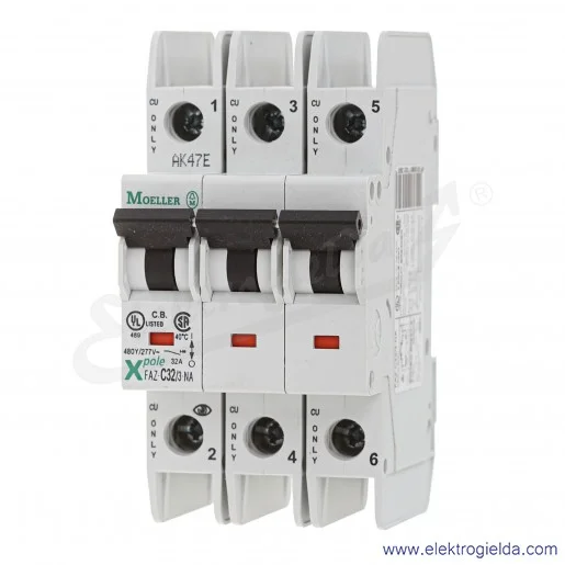 Wyłącznik nadprądowy 102254, FAZ-C32/3-NA, 3P, typ C, 32A, 15kA Wyłącznik nadprądowy 102254, FAZ-C32/3-NA, 3P, typ C, 32A, 15kA