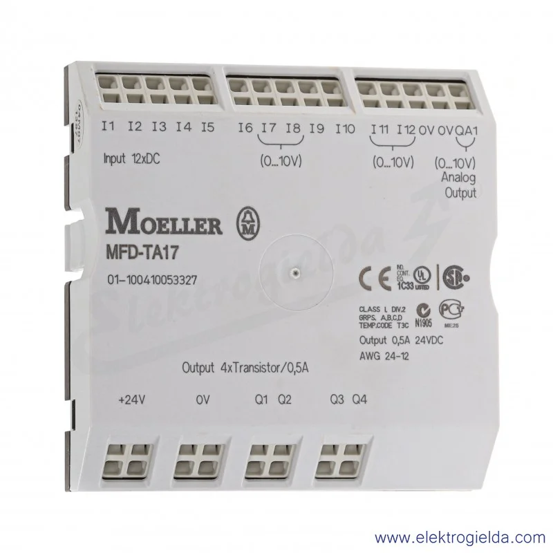 Moduł wejść i wyjść 265256, MFD-TA17, 12 wejść cyfrowych, 4 wyjścia, 24VDC Moduł wejść i wyjść 265256, MFD-TA17, 12 wejść cyfrowych, 4 wyjścia, 24VDC