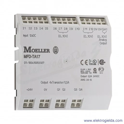 Moduł wejść i wyjść 265256, MFD-TA17, 12 wejść cyfrowych, 4 wyjścia, 24VDC Moduł wejść i wyjść 265256, MFD-TA17, 12 wejść cyfrowych, 4 wyjścia, 24VDC
