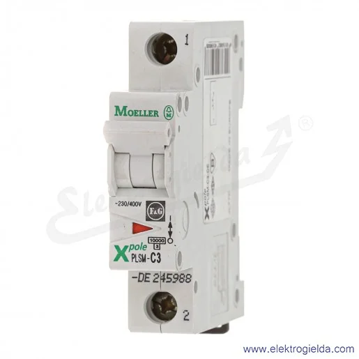Wyłącznik nadprądowy 242196, PLSM-C3, 1P, typ C, 3A, 10kA, 230VAC Wyłącznik nadprądowy 242196, PLSM-C3, 1P, typ C, 3A, 10kA, 230VAC