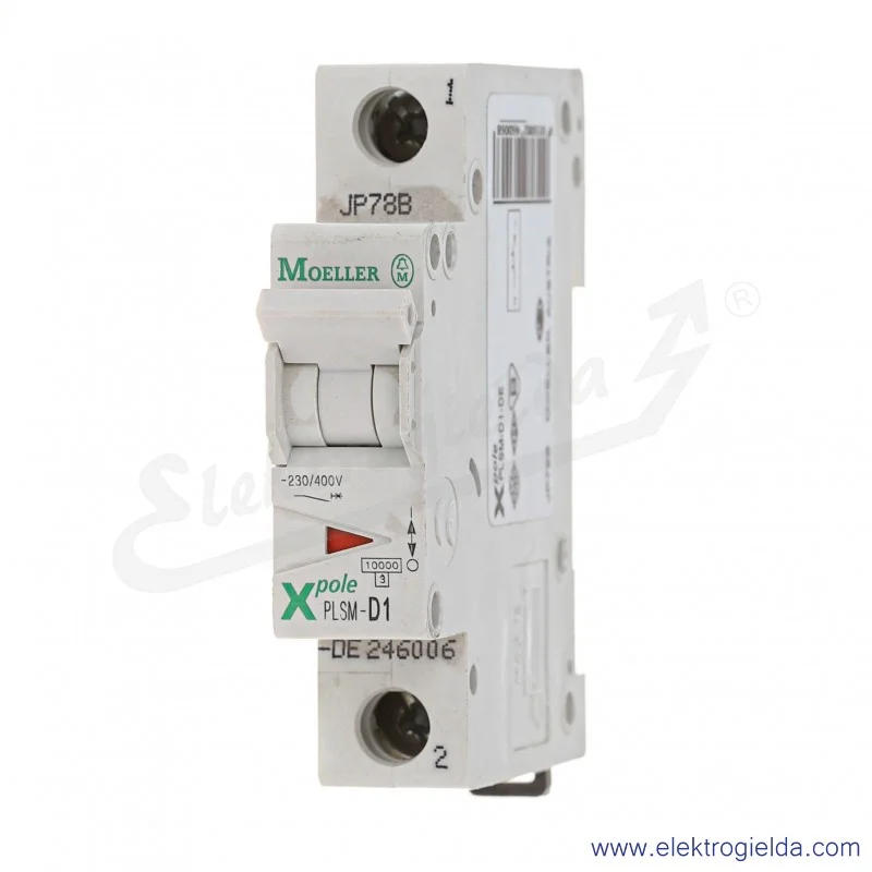 Wyłącznik instalacyjny 246006, PLSM-D1, 1P, typ D, 1A, 230/400VAC Wyłącznik instalacyjny 246006, PLSM-D1, 1P, typ D, 1A, 230/400VAC