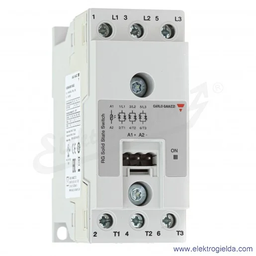 Przekaźnik półprzewodnikowy RGCM3A60D15GKE napięcie sterujące 4-32VDC, 20A, 42..600VAC Przekaźnik półprzewodnikowy RGCM3A60D15GKE napięcie sterujące 4-32VDC, 20A, 42..600VAC