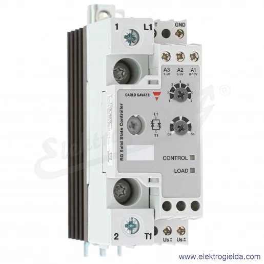 Przekaźnik półprzewodnikowy RGC1P48V42ED z radiatorem, 10VDC, 43A, 190..550V Przekaźnik półprzewodnikowy RGC1P48V42ED z radiatorem, 10VDC, 43A, 190..550V