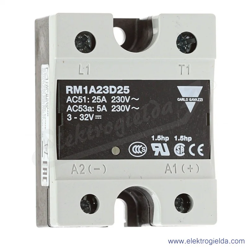 Przekaźnik półprzewodnikowy RM1A23D25, 3-32VDC, 25A, 24..265VAC, 1 fazowy