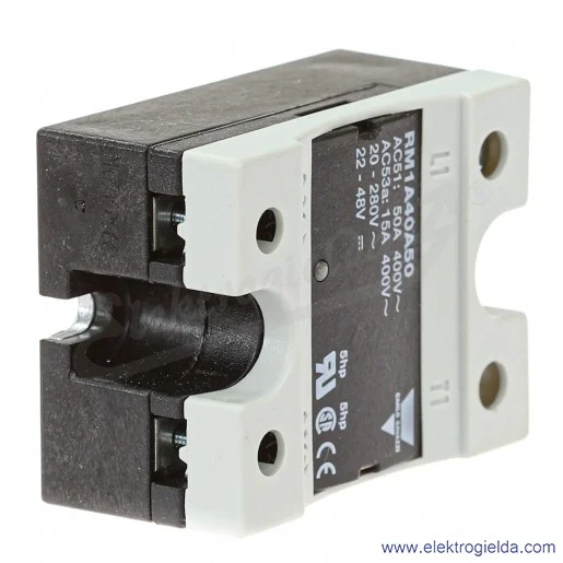 Przekaźnik półprzewodnikowy RM1A40A50 22-48VDC, 50A, 42..40VAC Przekaźnik półprzewodnikowy RM1A40A50 22-48VDC, 50A, 42..40VAC