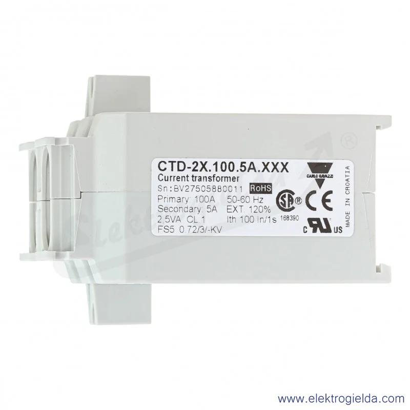 Przekładnik prądowy CTD2X 100/5A, otwór fi 24mm,  48..62Hz