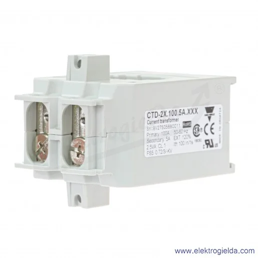 Przekładnik prądowy CTD2X 100/5A, otwór fi 24mm, 48..62Hz Przekładnik prądowy CTD2X 100/5A, otwór fi 24mm, 48..62Hz