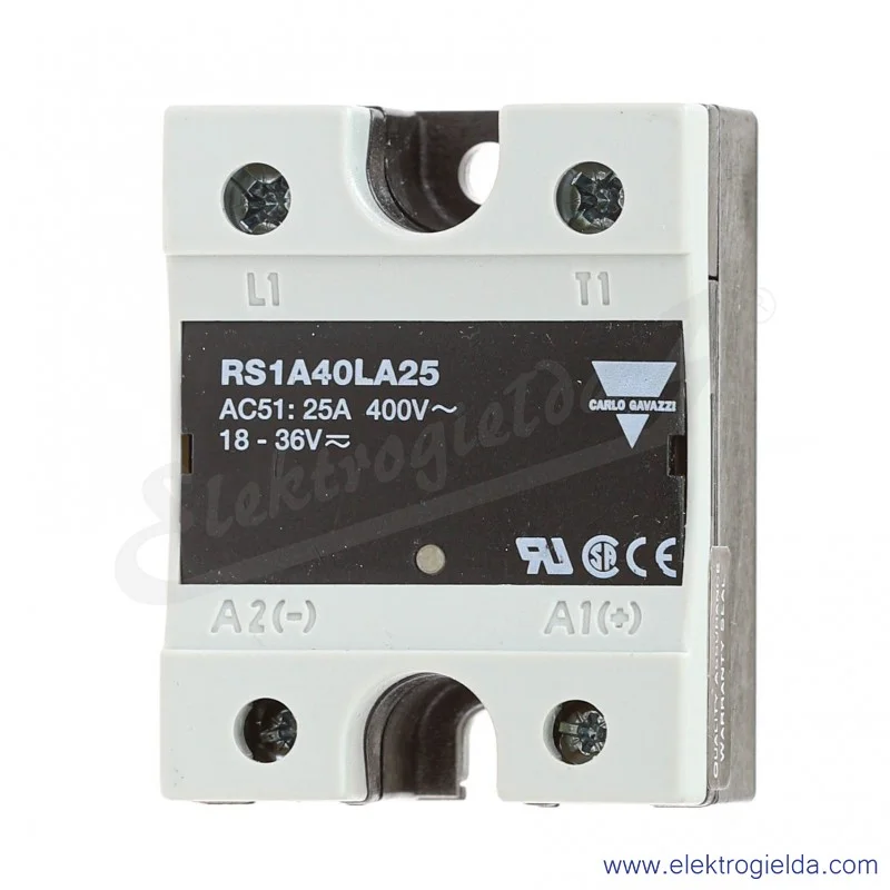 Przekaźnik półprzewodnikowy RS1A40LA25 18-36AC/DC, 25A, 42..440VAC Przekaźnik półprzewodnikowy RS1A40LA25 18-36AC/DC, 25A, 42..440VAC