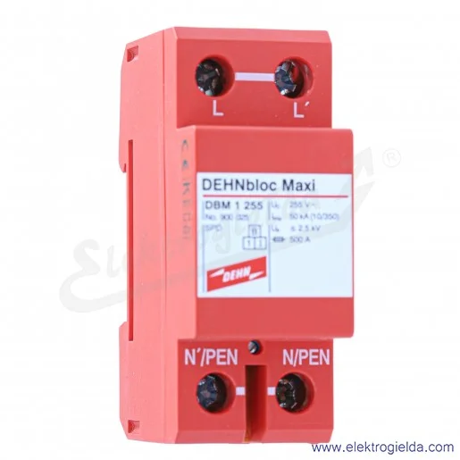 Ogranicznik przepięć 900025, DBM 1 255 Maxi DEHNbloc, 1P 2.5kV Ogranicznik przepięć 900025, DBM 1 255 Maxi DEHNbloc, 1P 2.5kV