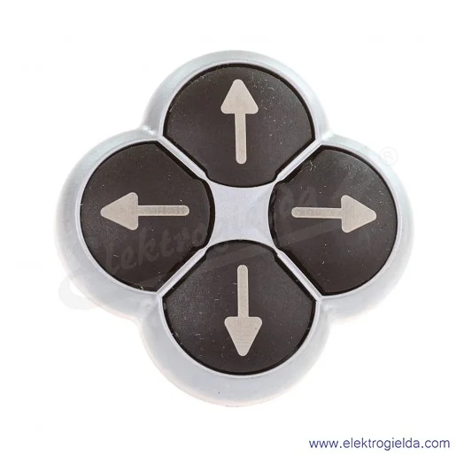 Napęd przycisku 286336, M22-D4-S-X7, czarny, 4 pozycyjny "koniczynka" strzałki, z samopowrotem, IP66 Napęd przycisku 286336, M22-D4-S-X7, czarny, 4 pozycyjny "koniczynka" strzałki, z samopowrotem, IP66