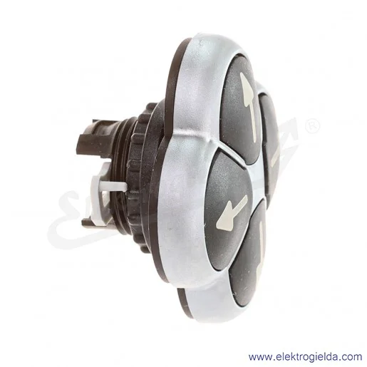 Napęd przycisku 286336, M22-D4-S-X7, czarny, 4 pozycyjny "koniczynka" strzałki, z samopowrotem, IP66 Napęd przycisku 286336, M22-D4-S-X7, czarny, 4 pozycyjny "koniczynka" strzałki, z samopowrotem, IP66