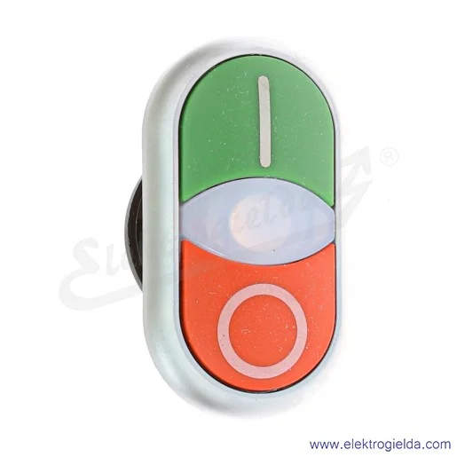 Napęd przycisku 216700, M22-DDL-GR-X1/X0, podwójny, zielono-czerwony z podświetleniem "I,0", samopowrotny, IP66 Napęd przycisku 216700, M22-DDL-GR-X1/X0, podwójny, zielono-czerwony z podświetleniem "I,0", samopowrotny, IP66