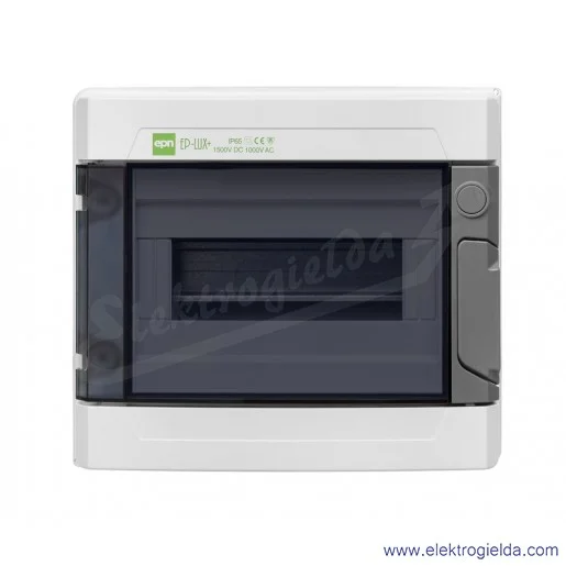 Rozdzielnica modułowa 1961-01, Ep-Lux Plus RN 1x8 PE+N, 239x214x113mm, IP65 Rozdzielnica modułowa 1961-01, Ep-Lux Plus RN 1x8 PE+N, 239x214x113mm, IP65