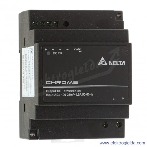 Zasilacz DRC-12V60W1AZ, 12V 4.5A, 60W, zasilanie 90..264VAC lub 125..375VDC Zasilacz DRC-12V60W1AZ, 12V 4.5A, 60W, zasilanie 90..264VAC lub 125..375VDC