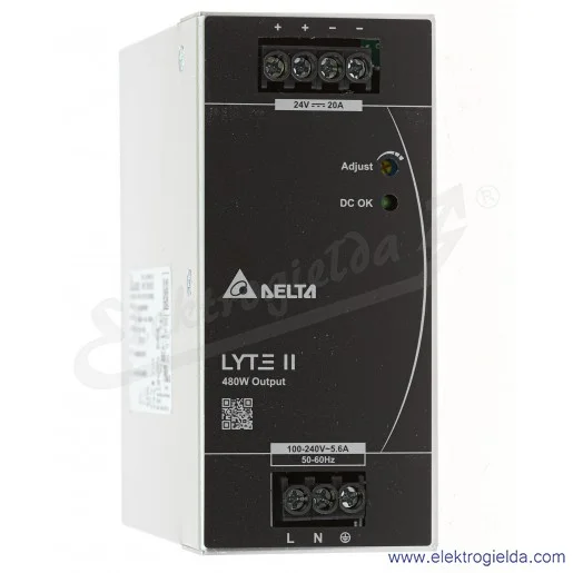 Zasilacz DRL-24V480W1EN, 24V 20A, 480W, zasilanie 90..264VAC Zasilacz DRL-24V480W1EN, 24V 20A, 480W, zasilanie 90..264VAC