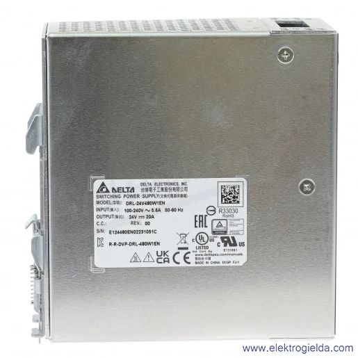 Zasilacz DRL-24V480W1EN, 24V 20A, 480W, zasilanie 90..264VAC Zasilacz DRL-24V480W1EN, 24V 20A, 480W, zasilanie 90..264VAC