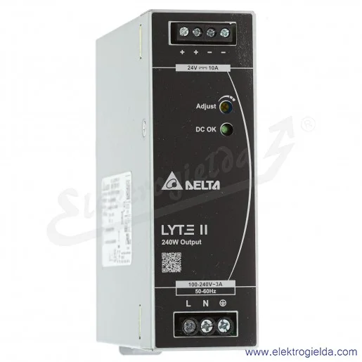 Zasilacz DRL-24V240W1EN, 24V 10A, 240W, zasilanie 85..264VAC lub 120..375VDC Zasilacz DRL-24V240W1EN, 24V 10A, 240W, zasilanie 85..264VAC lub 120..375VDC