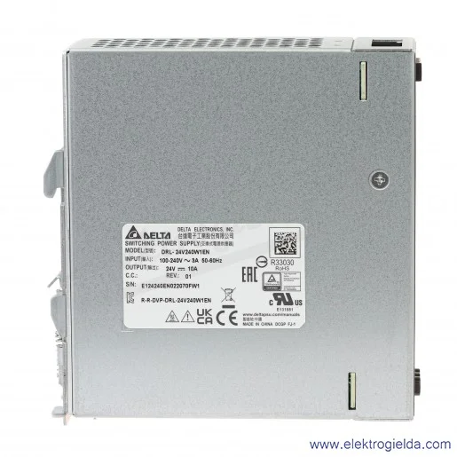 Zasilacz DRL-24V240W1EN, 24V 10A, 240W, zasilanie 85..264VAC lub 120..375VDC Zasilacz DRL-24V240W1EN, 24V 10A, 240W, zasilanie 85..264VAC lub 120..375VDC