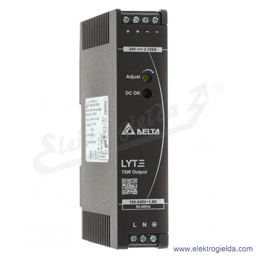 Zasilacz DRL-24V75W1AZ, 24V 3.0A, 75W, zasilanie 85..264VAC lub 120..375VDC Zasilacz DRL-24V75W1AZ, 24V 3.0A, 75W, zasilanie 85..264VAC lub 120..375VDC