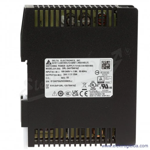 Zasilacz DRL-24V75W1AZ, 24V 3.0A, 75W, zasilanie 85..264VAC lub 120..375VDC Zasilacz DRL-24V75W1AZ, 24V 3.0A, 75W, zasilanie 85..264VAC lub 120..375VDC