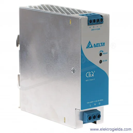 Zasilacz DRP-024V100W1NN, 24V 3.8A, 100W, zasilanie 85..264VAC lub 120..375VDC Zasilacz DRP-024V100W1NN, 24V 3.8A, 100W, zasilanie 85..264VAC lub 120..375VDC