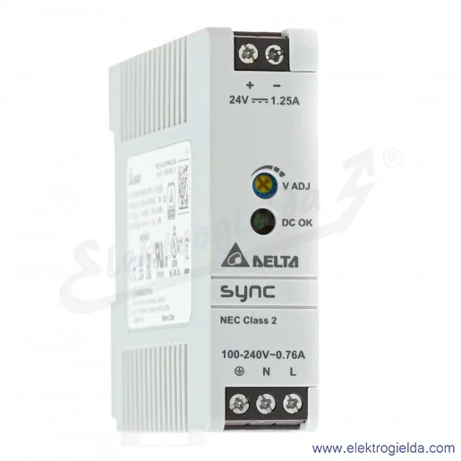 Zasilacz DRS-24V30W1NZ, 24VDC 1.25A, 30W, zasilanie 85..264VAC lub 120..375VDC Zasilacz DRS-24V30W1NZ, 24VDC 1.25A, 30W, zasilanie 85..264VAC lub 120..375VDC