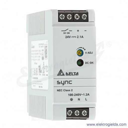 Zasilacz DRS-24V50W1NR, 24V 2.10A, 50W, zasilanie 85..264VAC lub 120..375VDC Zasilacz DRS-24V50W1NR, 24V 2.10A, 50W, zasilanie 85..264VAC lub 120..375VDC