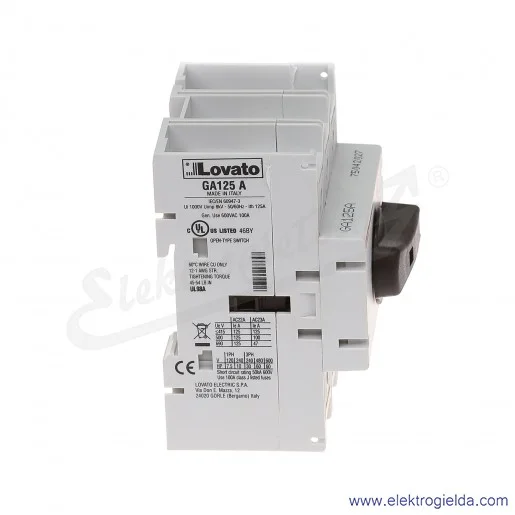 Rozłącznik GA125A 0-1 3P 125A montaż na szynę TH35 Rozłącznik GA125A 0-1 3P 125A montaż na szynę TH35