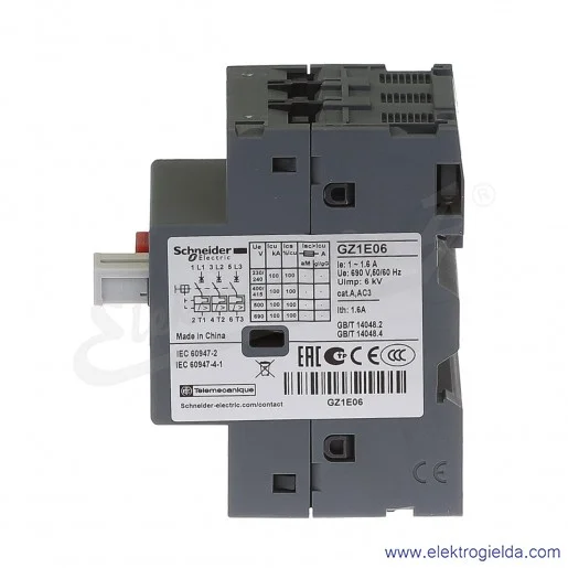 Wyłącznik silnikowy Termomagnetyczny GZ1E06 1-1,6A napęd przyciskowy Wyłącznik silnikowy Termomagnetyczny GZ1E06 1-1,6A napęd przyciskowy