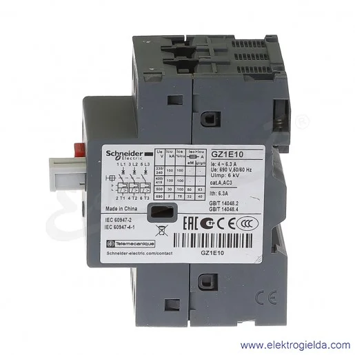 Wyłącznik silnikowy Termomagnetyczny GZ1E10 4-6,3A napęd przyciskowy Wyłącznik silnikowy Termomagnetyczny GZ1E10 4-6,3A napęd przyciskowy