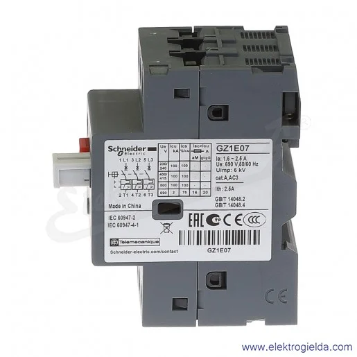 Wyłącznik silnikowy Termomagnetyczny GZ1E07 1,6-2,5A napęd przyciskowy Wyłącznik silnikowy Termomagnetyczny GZ1E07 1,6-2,5A napęd przyciskowy