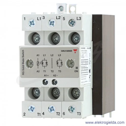 Przekaźnik półprzewodnikowy RGC2A60D40KGE, 5-32VDC, 40A, 42..660VAC Przekaźnik półprzewodnikowy RGC2A60D40KGE, 5-32VDC, 40A, 42..660VAC