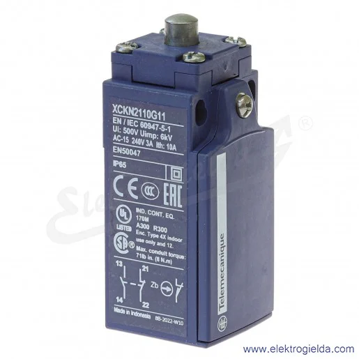 Wyłącznik krańcowy XCKN2110G11 1NO1NC plastikowy, trzpień metalowy Wyłącznik krańcowy XCKN2110G11 1NO1NC plastikowy, trzpień metalowy
