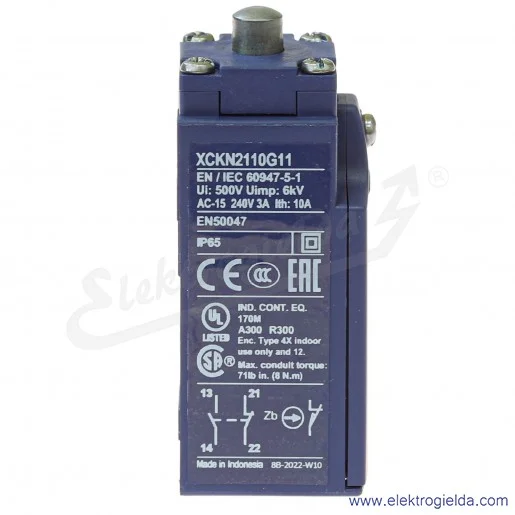 Wyłącznik krańcowy XCKN2110G11 1NO1NC plastikowy, trzpień metalowy Wyłącznik krańcowy XCKN2110G11 1NO1NC plastikowy, trzpień metalowy